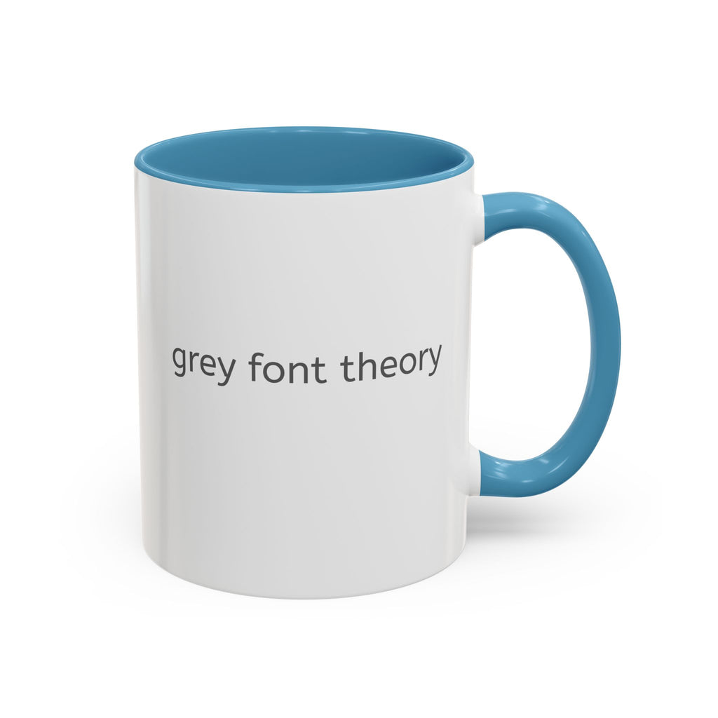 Grey Font Theory Accent Coffee Mug — Minimalist Typography Coffee Cup