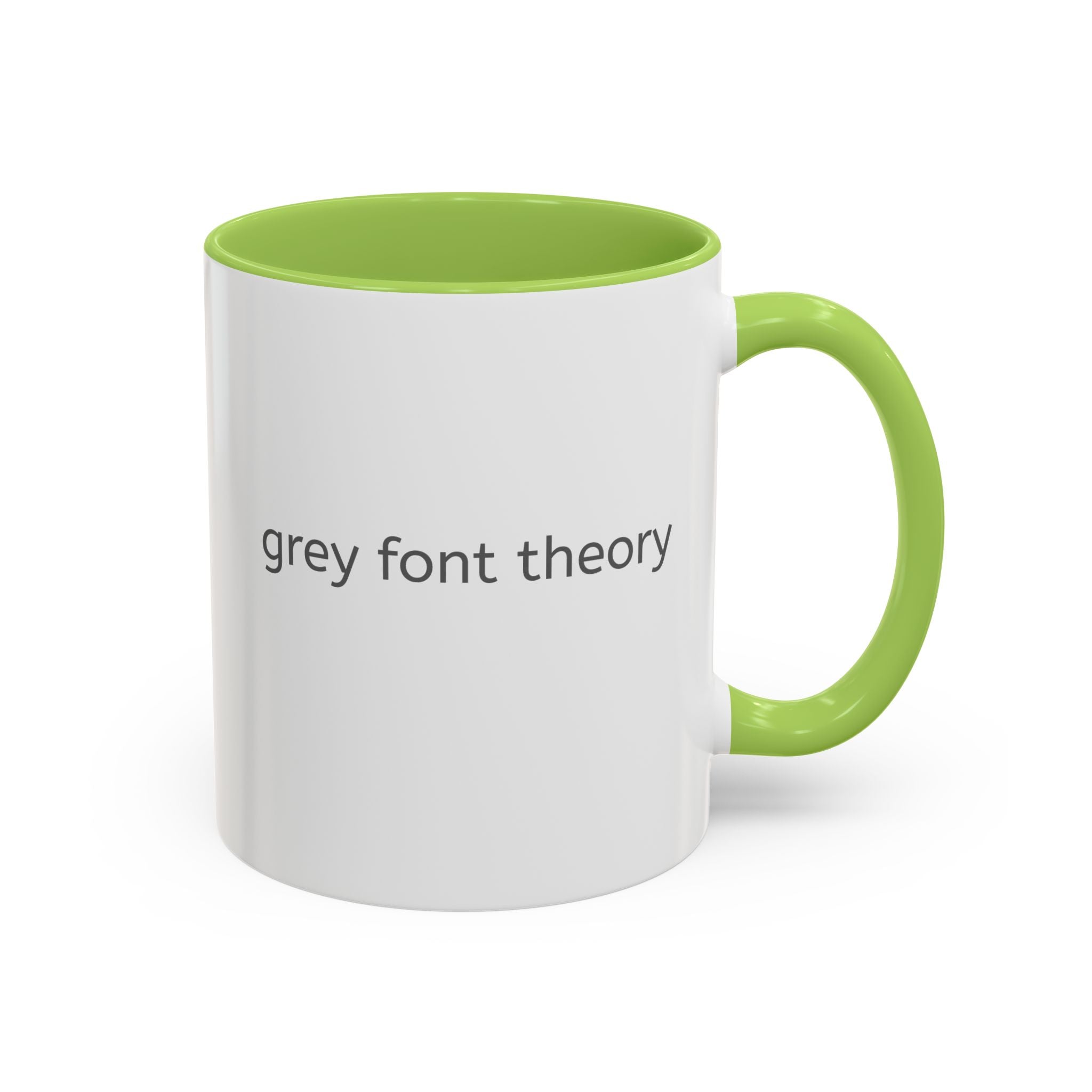 Grey Font Theory Accent Coffee Mug — Minimalist Typography Coffee Cup