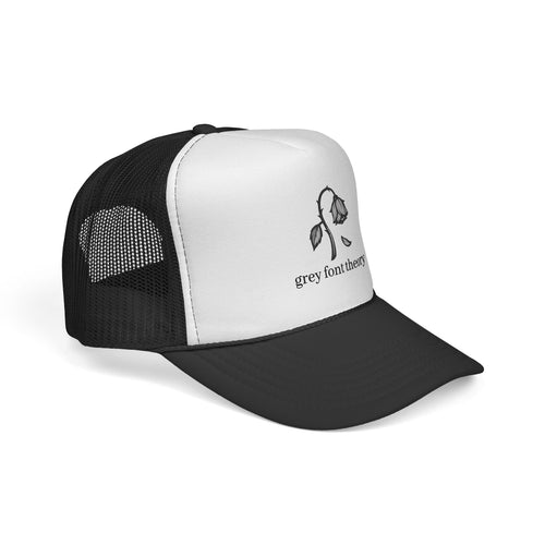'grey font theory' Trucker Cap – Minimalist Typography Mesh Hat