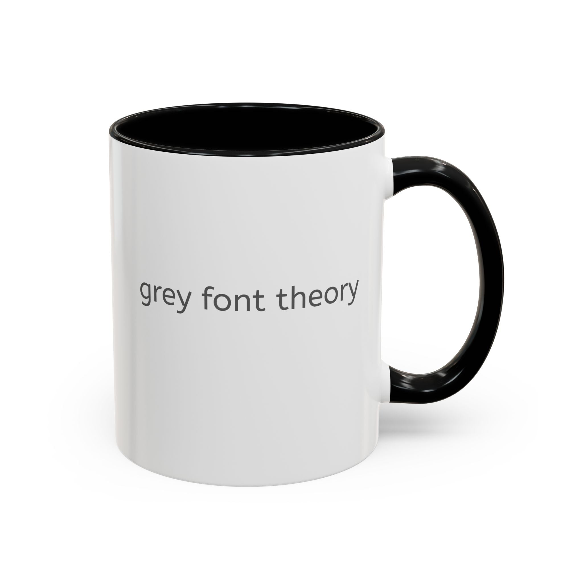 Grey Font Theory Accent Coffee Mug — Minimalist Typography Coffee Cup
