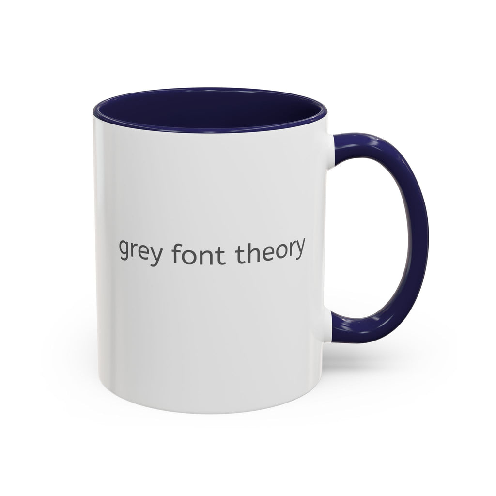Grey Font Theory Accent Coffee Mug — Minimalist Typography Coffee Cup