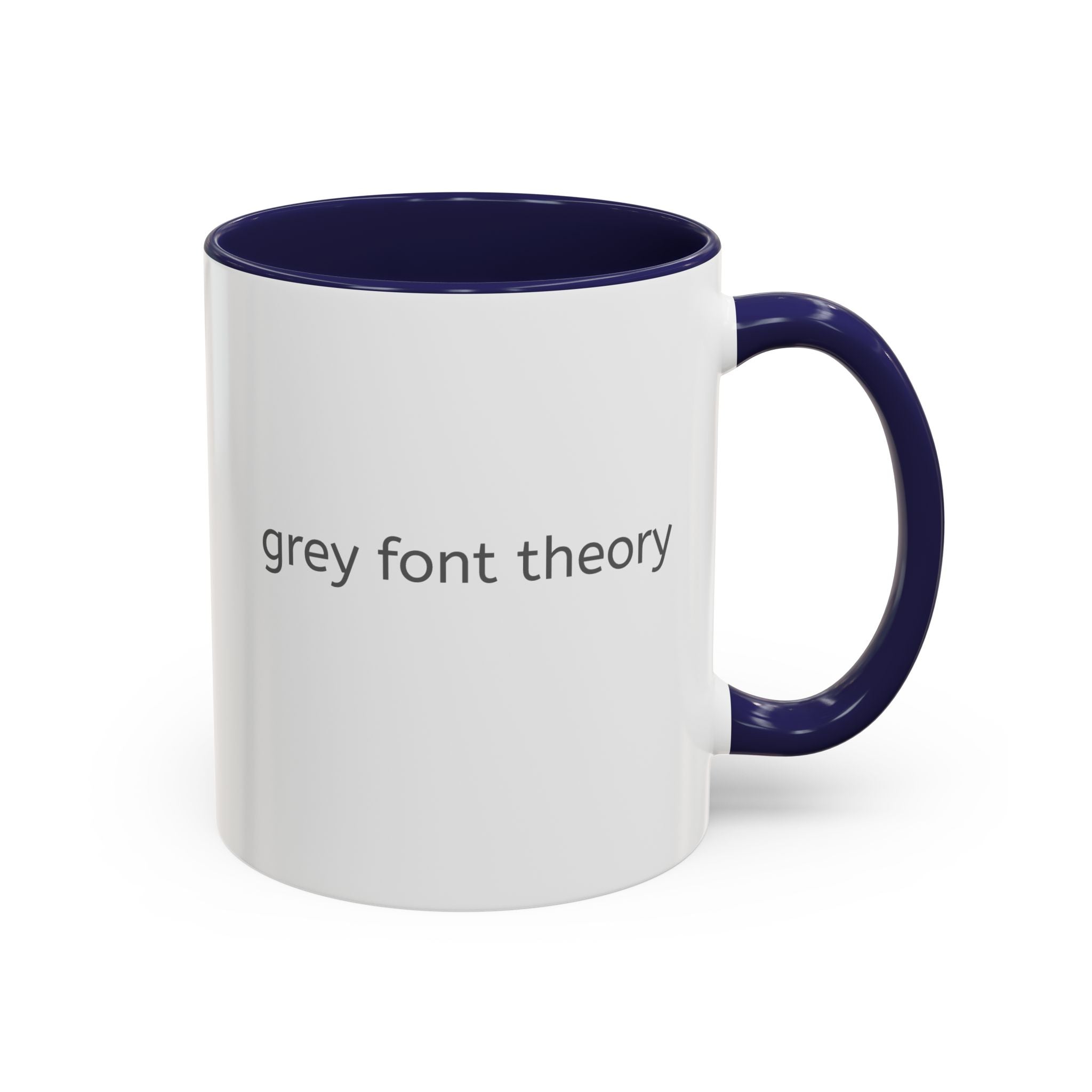 Grey Font Theory Accent Coffee Mug — Minimalist Typography Coffee Cup