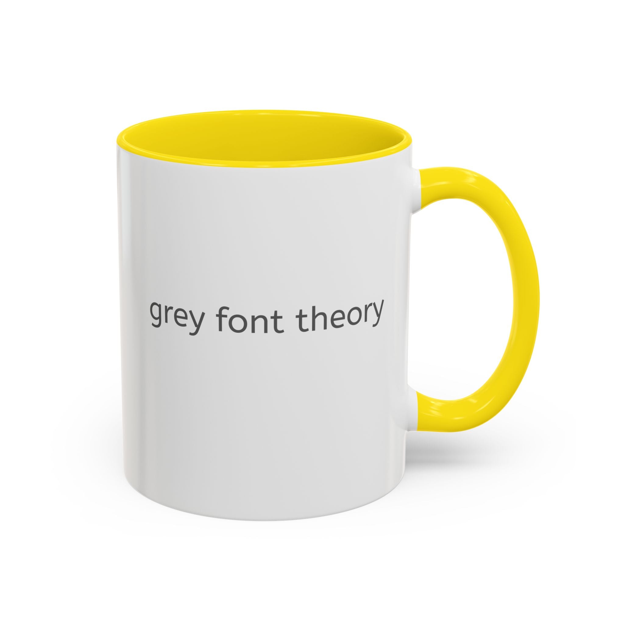 Grey Font Theory Accent Coffee Mug — Minimalist Typography Coffee Cup