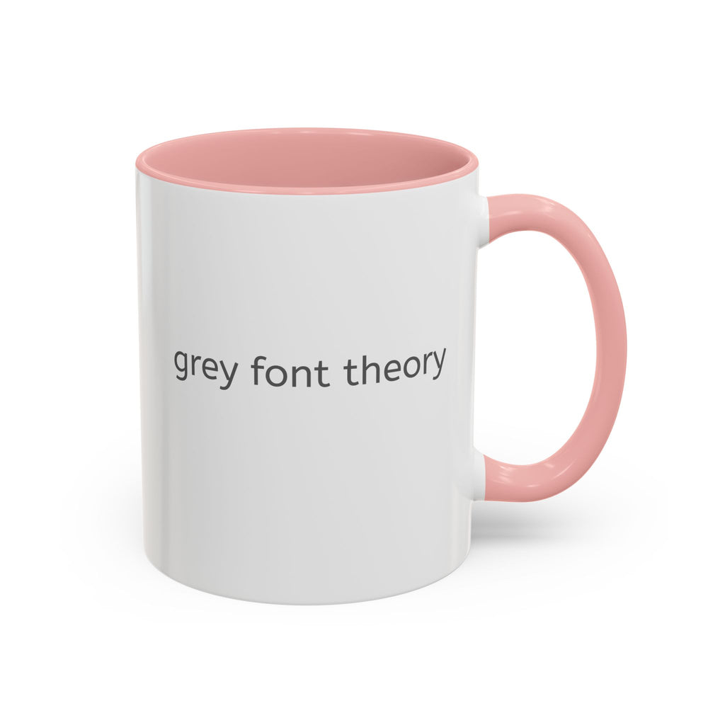 Grey Font Theory Accent Coffee Mug — Minimalist Typography Coffee Cup