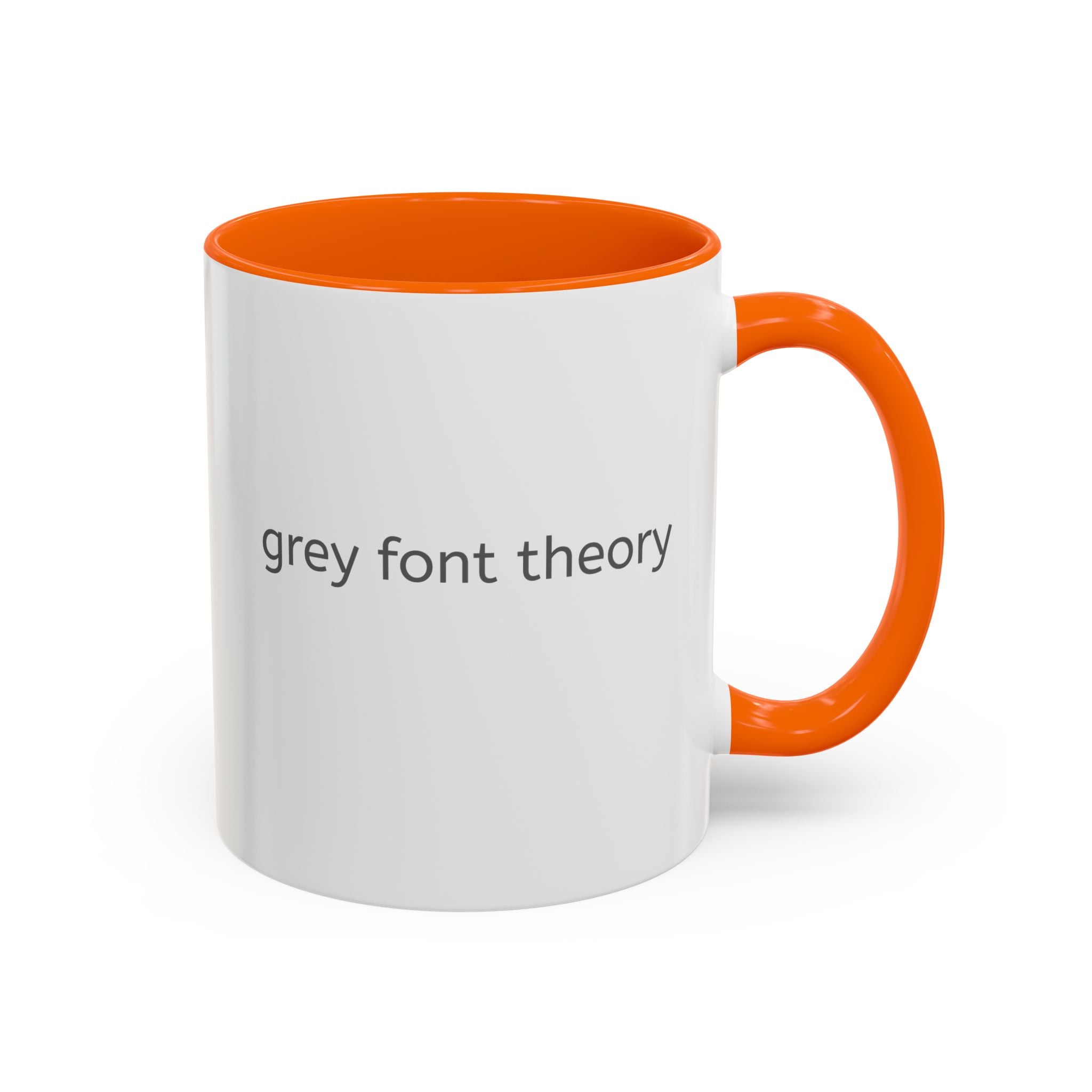 Grey Font Theory Accent Coffee Mug — Minimalist Typography Coffee Cup