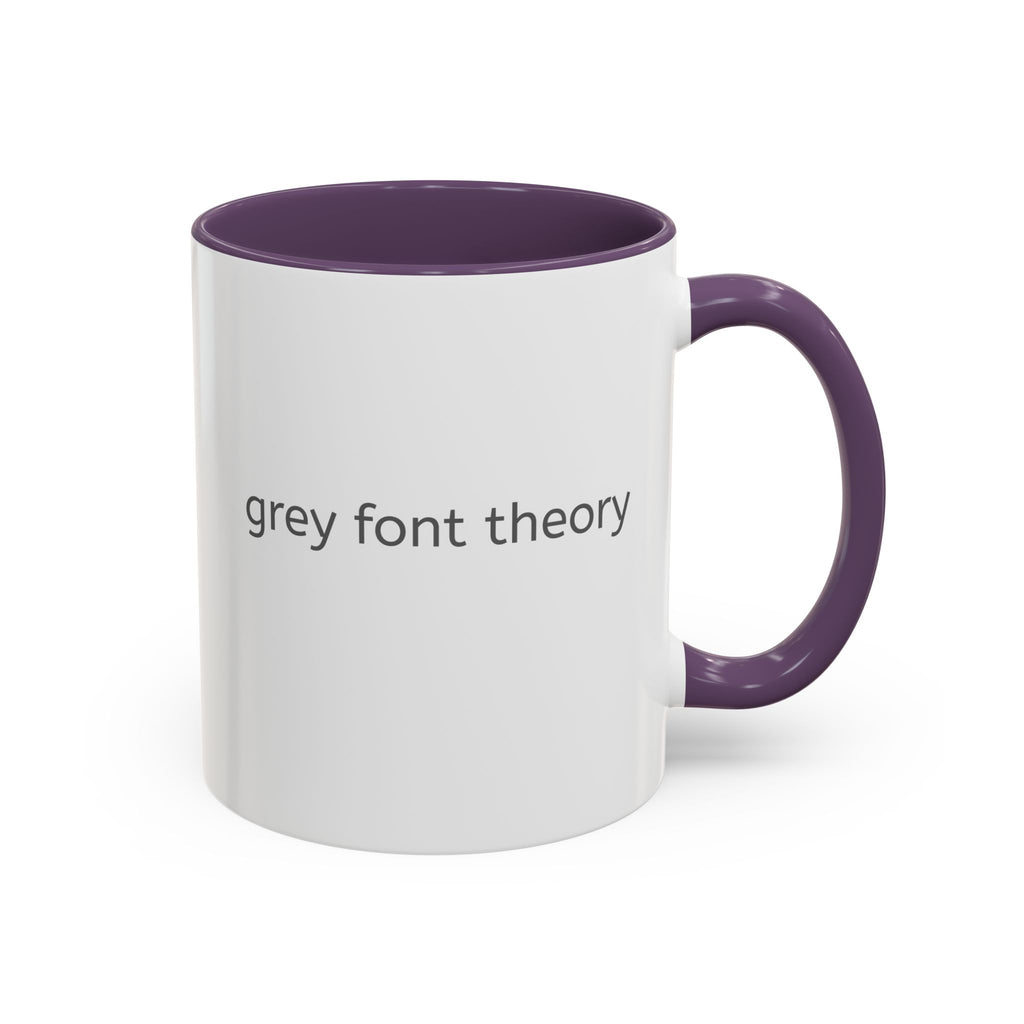 Grey Font Theory Accent Coffee Mug — Minimalist Typography Coffee Cup