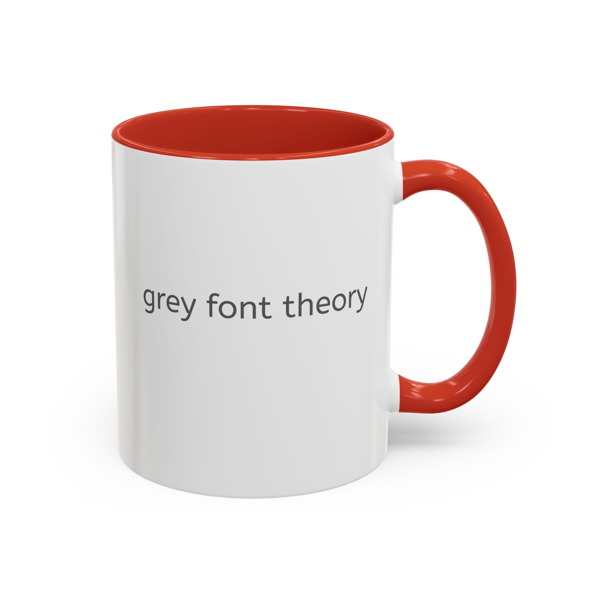 Grey Font Theory Accent Coffee Mug — Minimalist Typography Coffee Cup