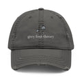 Distressed Embroidered Hat — "grey font theory" Vintage Cap