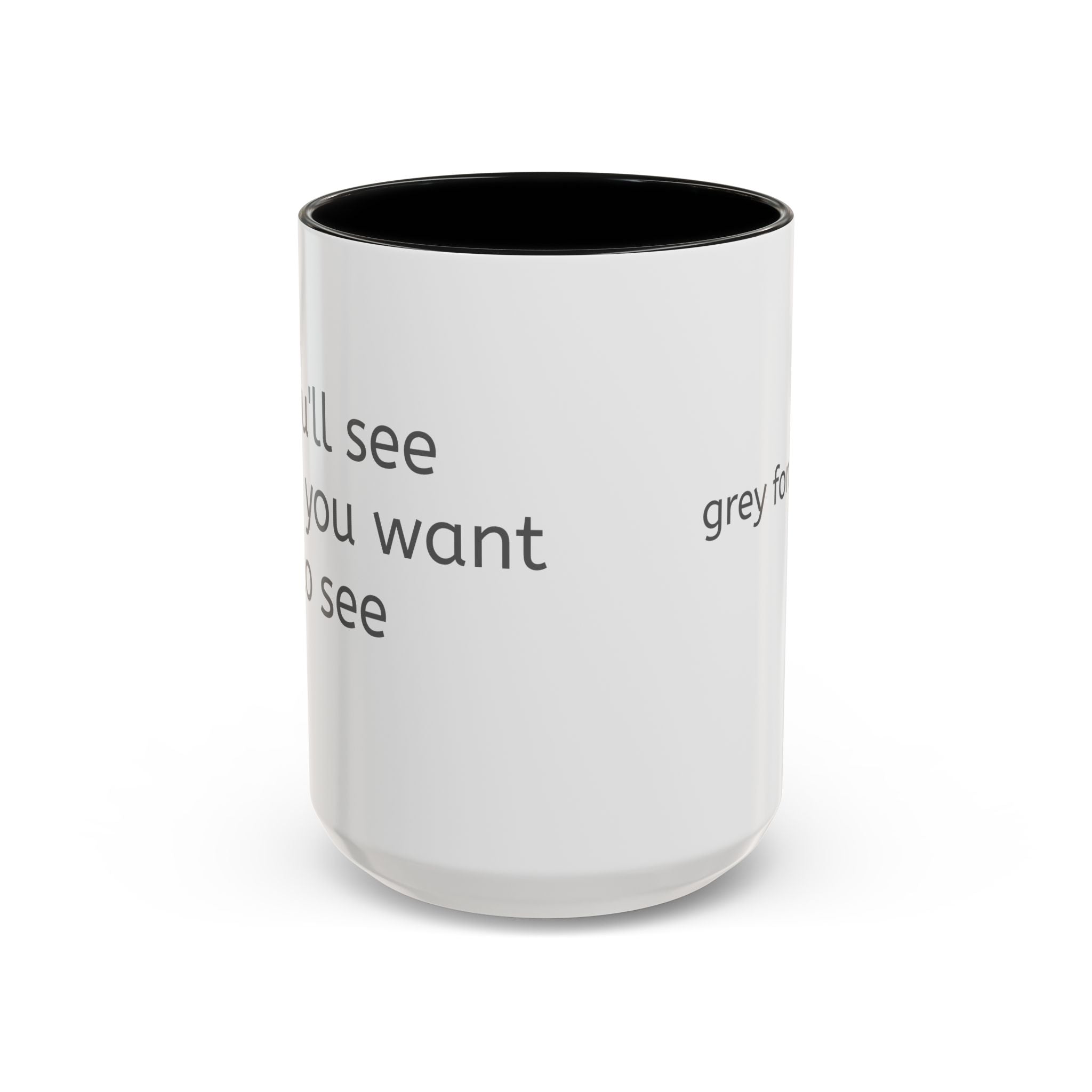 Grey Font Theory Accent Coffee Mug — Minimalist Typography Coffee Cup