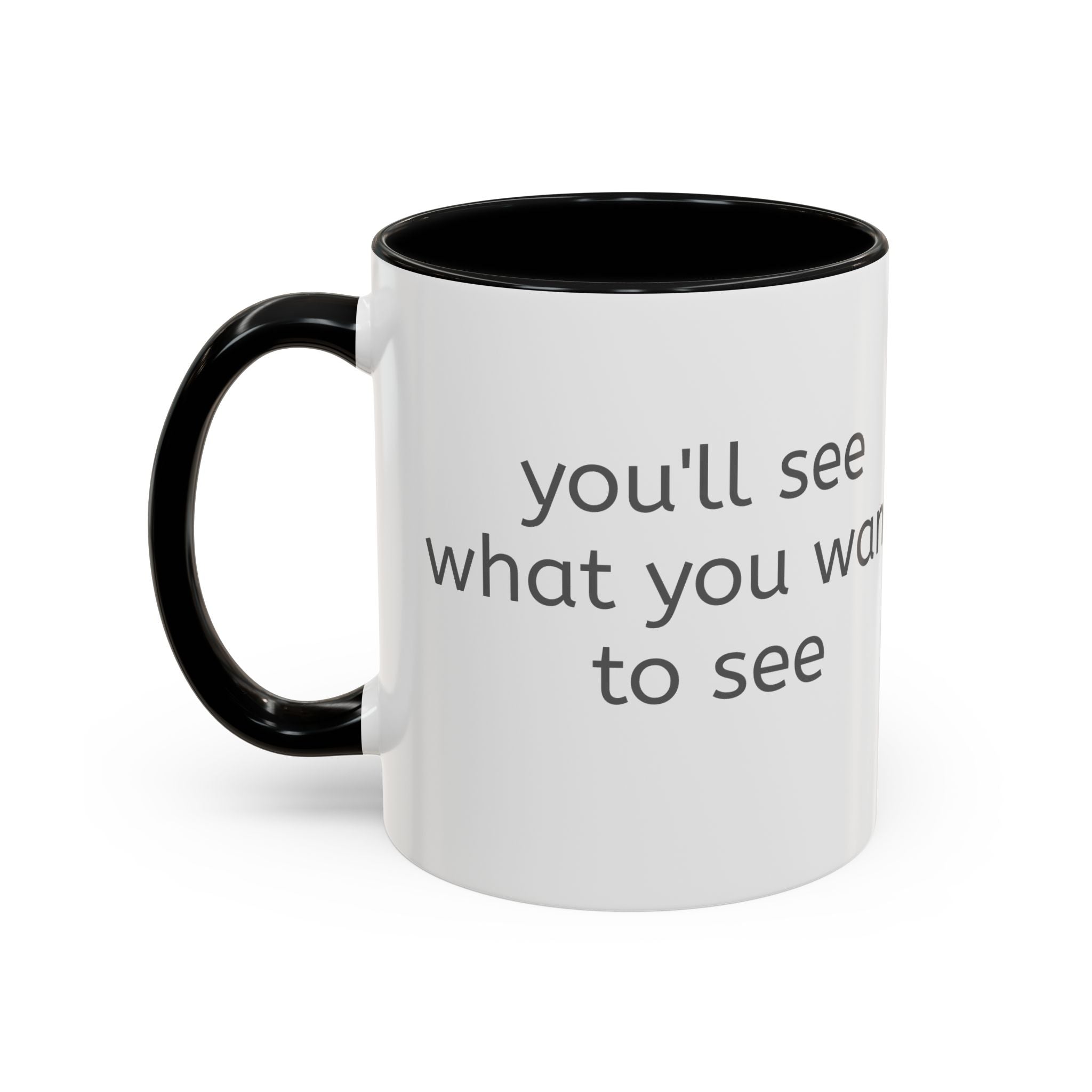 Grey Font Theory Accent Coffee Mug — Minimalist Typography Coffee Cup