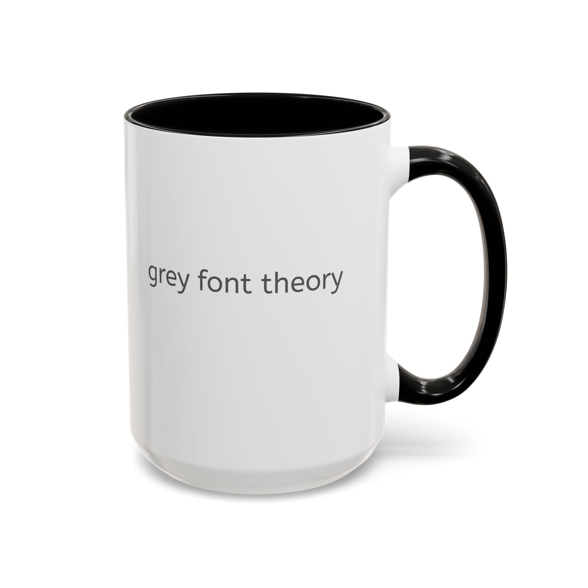 Grey Font Theory Accent Coffee Mug — Minimalist Typography Coffee Cup